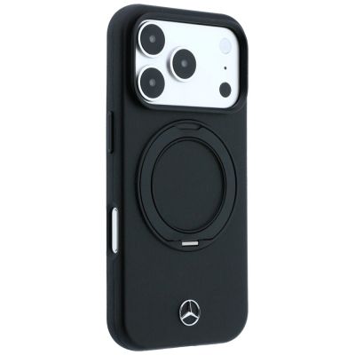 4. Etui Mercedes Leather with Ring Stand MagSafe do iPhone 18 Pro Max / 17 Pro Max / 17 Pro Max - czarne