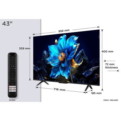 2. Telewizor TCL 43P7K QLED 40" 4K Ultra HD Google TV Dolby Atmos DVB-T2 Metaliczny