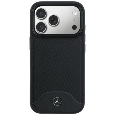 3. Etui Mercedes Leather Wood Effect and Curve MagSafe na iPhone 17 Pro Max - czarne