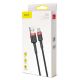 20. Baseus Cafule Cable wytrzymały nylonowy kabel przewód USB / USB-C QC3.0 2A 3M czarno-czerwony (CATKLF-U91)