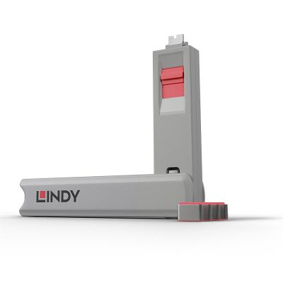 2. Lindy 40425 bloker portów Blokada portu + klucz USB Type-C Różowy 5 szt.