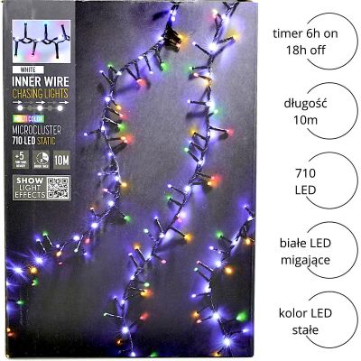 12. LAMPKI CHOINKOWE ŁAŃCUCH ŚWIETLNY 710 LED MULTIKOLOR/BIAŁY