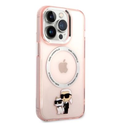 4. Etui Karl Lagerfeld Iconic Karl&Choupette MagSafe na iPhone 14 Pro Max - różowe