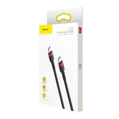 13. Kabel Baseus CATKLF-H91 USB-C - USB-C PD QC 60W 3A 480Mb/s 2m - czarno-czerwony