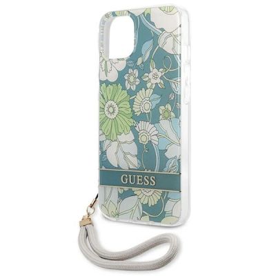 6. Etui Guess Flower Strap na iPhone 13 mini - zielone