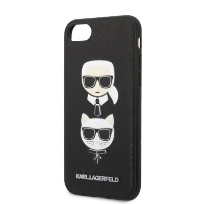 6. Etui Karl Lagerfeld Saffiano Karl&Choupette Head na iPhone 7 / 8 / SE 2020 / SE 2022 - czarne