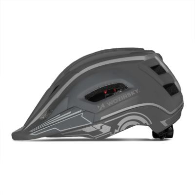 3. Kask rowerowy fullface dziecięcy Wozinsky z tylną lampką USB 52-56 cm - szary