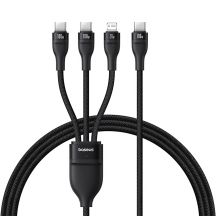 Kabel 3w1 Baseus Flash Series 3 100W USB-C - USB-C+USB-C+Lightning 1,5m + 3 x 0,25 m - czarny