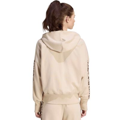 3. Bluza damska adidas Seasonal Essentials Animal Print 3-Stripes Full-Zip Hooded beżowa KH1547