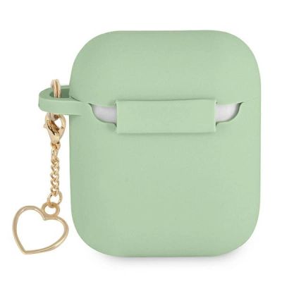 2. Etui Guess Silicone Charm Heart Collection na AirPods 1/2 - zielone
