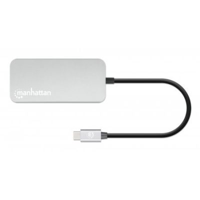 3. Stacja dokująca MANHATTAN USB-C 8 w 1 z zasilaniem USB 3.2 Gen 1 Type-C męski na żeński HDMI, trzy porty USB-A, gigabitowy port RJ45, port USB-C Power Delivery, czytnik kart SD/MicroSD, aluminium, gwiezdna szarość (13061)