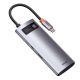 7. Baseus Metal Gleam 5w1 wielofunkcyjny HUB USB Typ C - USB Typ C Power Delivery 100 W / HDMI 4K 30 Hz / 3x USB 3.2 Gen 1 Szary (CAHUB-CX0G)