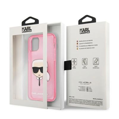 8. Etui Karl Lagerfeld Glitter Karl's Head na iPhone 13 mini - różowe