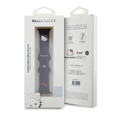 5. Pasek Hello Kitty Silicone Kitty Head na Apple Watch 38/40/41mm - czarny