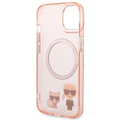7. Etui Karl Lagerfeld Karl&Choupette Aluminium MagSafe na iPhone 14 Plus - różowe