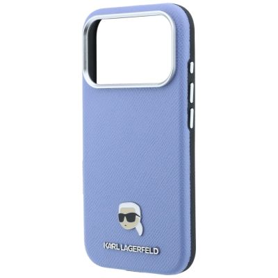 6. Etui Karl Lagerfeld Grained Karl Head Metal MagSafe na iPhone 18 Pro / 17 Pro - jasnoniebieskie