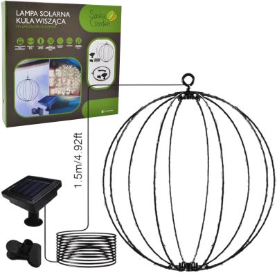 16. LAMPA SOLARNA WISZĄCA KULA 30CM 120 LED ZIMNY BIAŁY