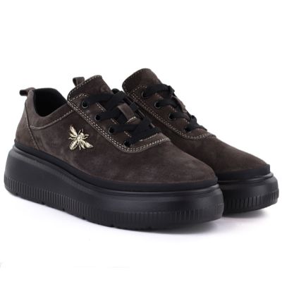 4. Skórzane półbuty damskie na platformie brązowe Vinceza 41523