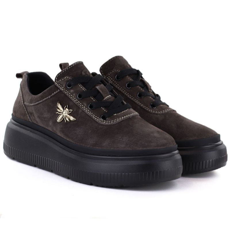 4. Skórzane półbuty damskie na platformie brązowe Vinceza 41523