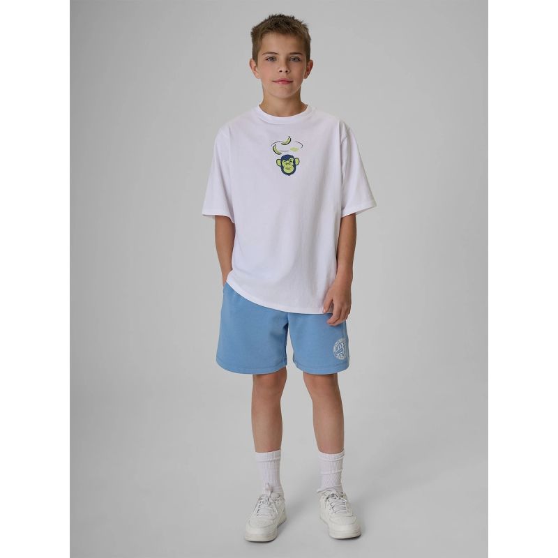 4. T-shirt loose z nadrukiem chłopięcy 4F 4FJRSS26TTSHM4276-10S