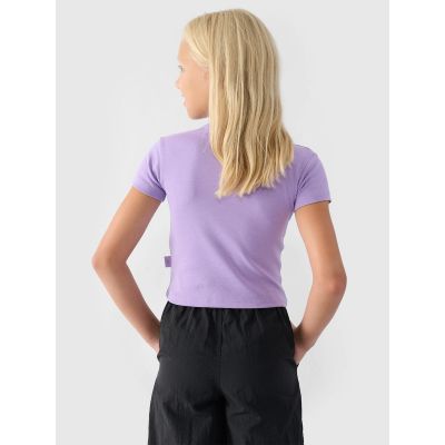 2. T-shirt gładki dziewczęcy 4F 4FJRSS24TTSHF2053-52S