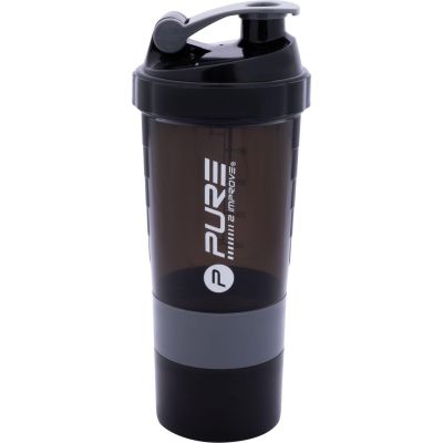 10. BIDON FITNESS SHAKER 500ML BLACK GREY PURE 2 IMPROVE