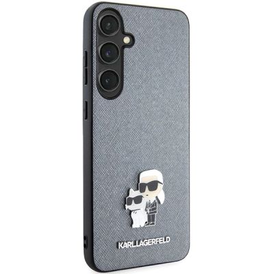 4. Etui Karl Lagerfeld Saffiano Karl&Choupette Metal Pin na Samsung Galaxy S24 - szare