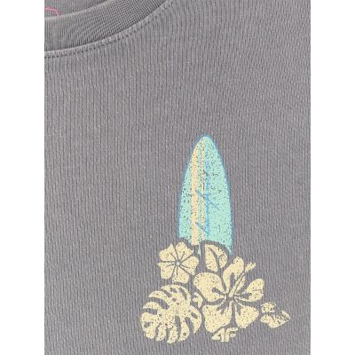 6. T-shirt loose z nadrukiem dziewczęcy 4F 4FJRSS26TTSHF3980-25S