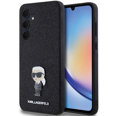 Etui Karl Lagerfeld Fixed Glitter Ikonik Logo Metal Pin na Samsung Galaxy A35 - czarne