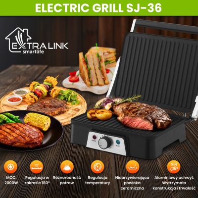 7. Grill elektryczny Extralink Smart Life Electric Grill SJ-36 2000W, z regulacją temperatury