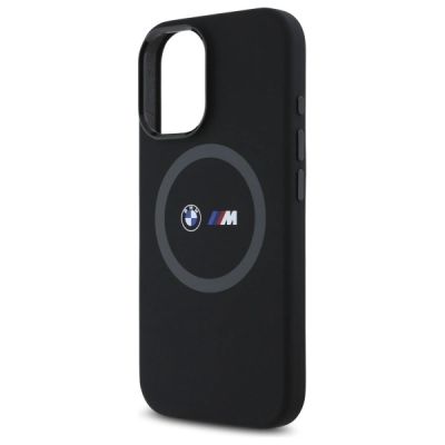 6. Etui BMW M Silicone Printed Ring MagSafe na iPhone 16 - czarne