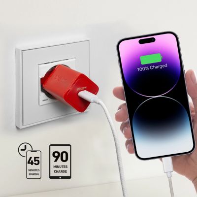 6. Ładowarka sieciowa SBS TETRGAN1C20R 20W GaN z Power Delivery - czerwona