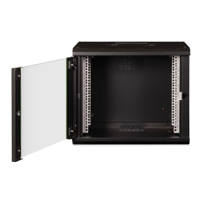 4. Digitus Szafa sieciowa wisząca Unique 19" 9U rack 600x450, drzwi szyba, czarny, niedzielona, złożona, 100kg