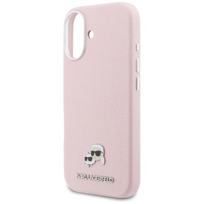 6. Etui Karl Lagerfeld Karl & Choupette Head Pins Saffiano MagSafe do iPhone 17 - różowe