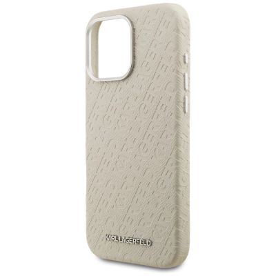 6. Etui Karl Lagerfeld FW Stamped Karl MagSafe na iPhone 16 Pro Max - beżowe