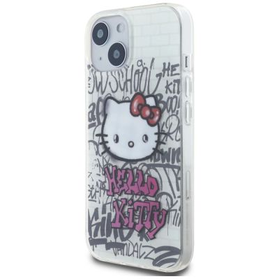 2. Etui Hello Kitty IML Kitty On Bricks Graffiti na iPhone 15 - białe