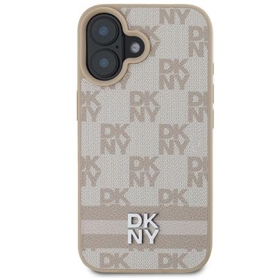 3. Etui DKNY Checkered Pattern & Printed Stripes na iPhone 16 - różowe