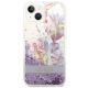 3. Etui Guess Flower Liquid Glitter na iPhone 14 Plus - fioletowe
