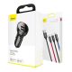 17. Baseus ładowarka samochodowa 2x USB 4,8A 24W z LCD + kabel 3w1 USB - USB Typ C / micro USB / Lightning 1,2m czarny (TZCCBX-0G)