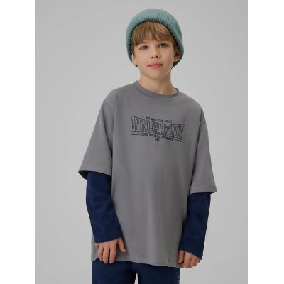 4. Longsleeve loose z nadrukiem chłopięcy 4F 4FJRSS26TLONM631-24S