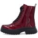 3. Skórzane botki damskie workery platforma bordowe Rieker W1870-35
