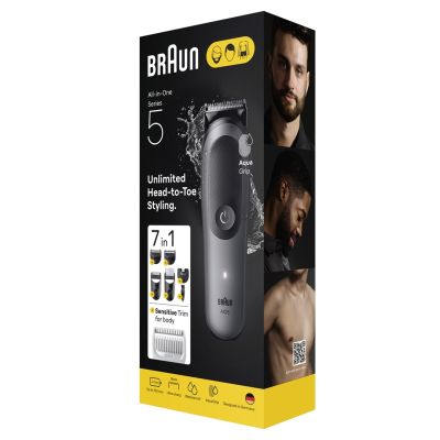 4. Zestaw do pielęgnacji Braun 7 w 1 | Zestaw All-in-One Series 5 AIO5520 | Bezprzewodowy | Liczba stopni długości 14 | Czarny