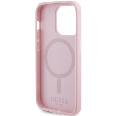 7. Etui Guess Saffiano MagSafe na iPhone 14 Pro - różowe