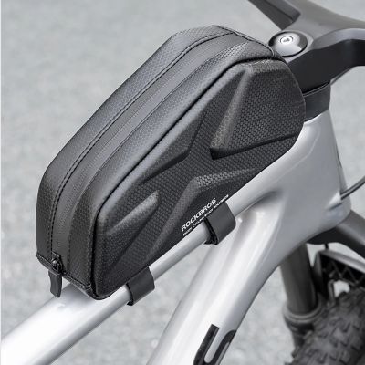 10. Torba rowerowa Rockbros usztywniana, na ramę, na rurę górną 1,4l – czarna