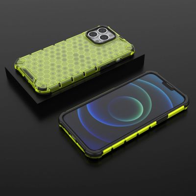 13. Honeycomb etui pancerny pokrowiec z żelową ramką iPhone 13 Pro Max zielony