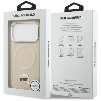8. Etui Karl Lagerfeld Karl Pin MagSafe do iPhone 17 Pro Max - beżowe