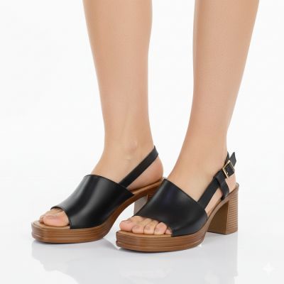 5. Sandały damskie na słupku czarne Potocki 54324