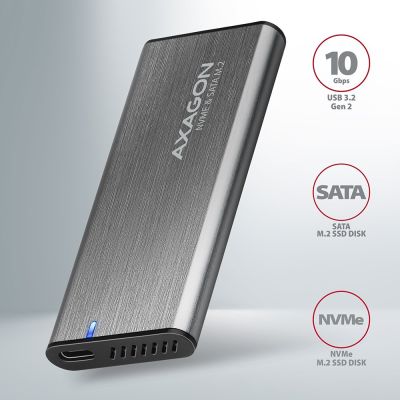 3. AXAGON EEM2-SG2 RAW BOX Etui zewnętrzne na dyski SSD M.2 USB-C 3.2 Gen 2 - srebrny