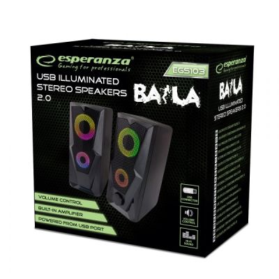 6. ESPERANZA GŁOŚNIKI 2.0 USB LED RAINBOW BAILA EGS103