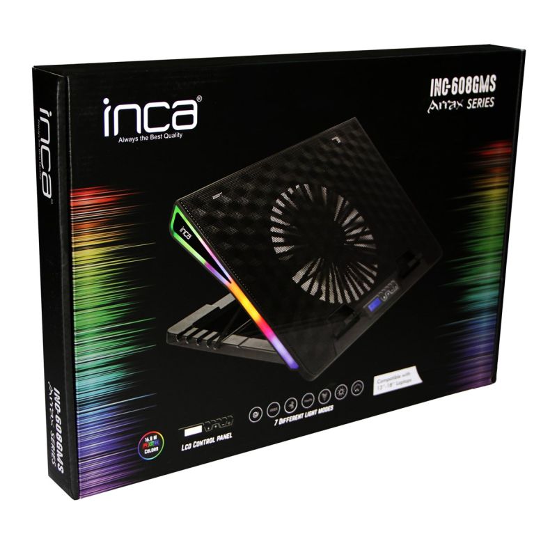 6. Inca INC-608GMS stojak na laptop Podstawka na notebooka Czarny 43,2 cm (17")